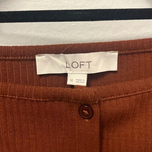 LOFT Ribbed Boatneck Button Top - Picture 6 of 7